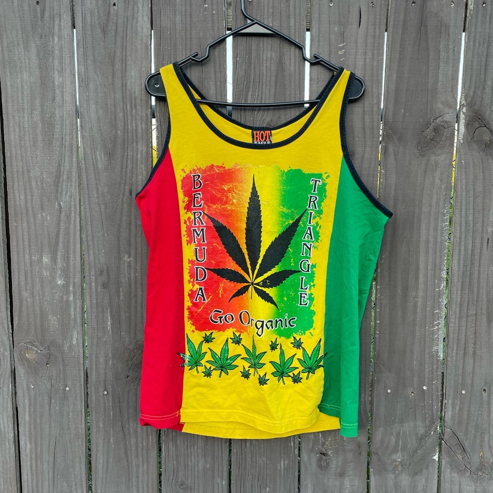 Rasta reggae Bermuda triangle cannabis muscle tank top